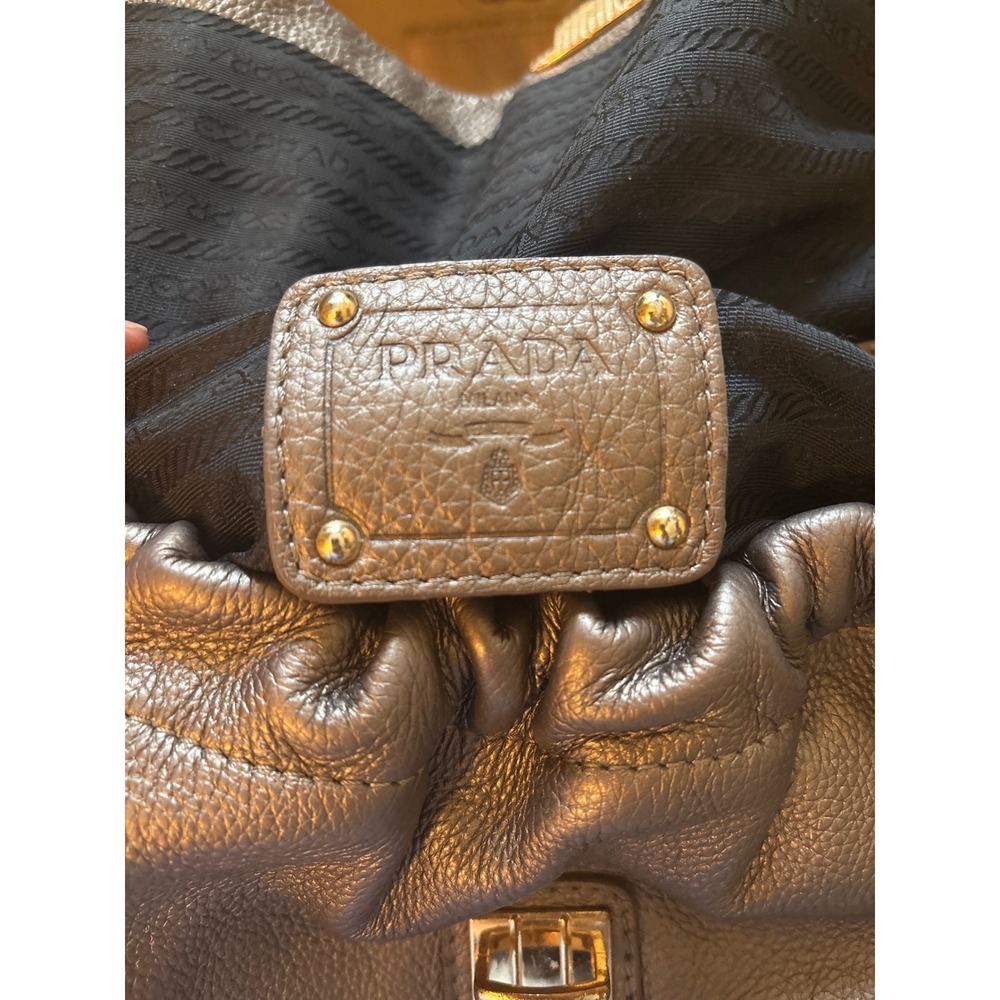 Vintage Prada Vitello Shine Copper Leather Studded Shoulder Bag Italy Gold HW - Picture 16 of 16